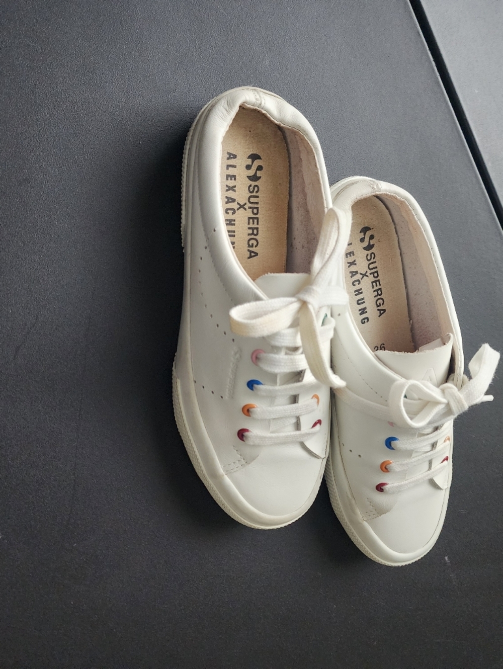 Superga Kids White Sneakers with Multicolor Eyelets